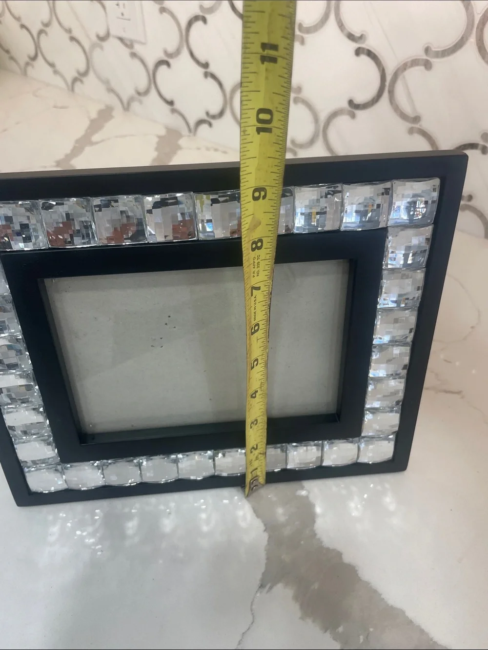 Black Picture Frame with Faceted Crystal Accent